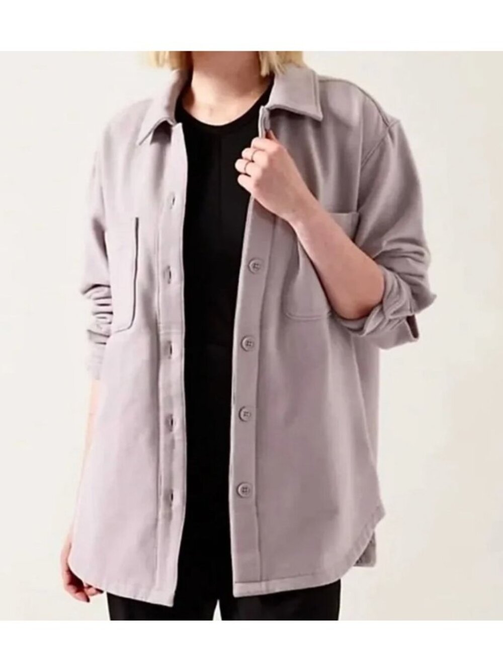 ATHLETA retroplush shirt jacket in lavender gray size S